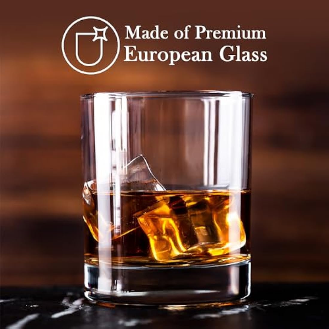 CRYSTALIA Luxury Whiskey Glasses Set of 6, 100% 305ml Heavy Base Tumbler Glasses, Old Fashioned, Bar Drinking Glasses for Whiskey and Irish Whisky