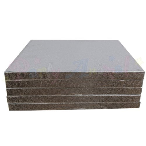 15" SQUARE Drum SILVER Cake BOARDS - PACK OF 5 12mm thick