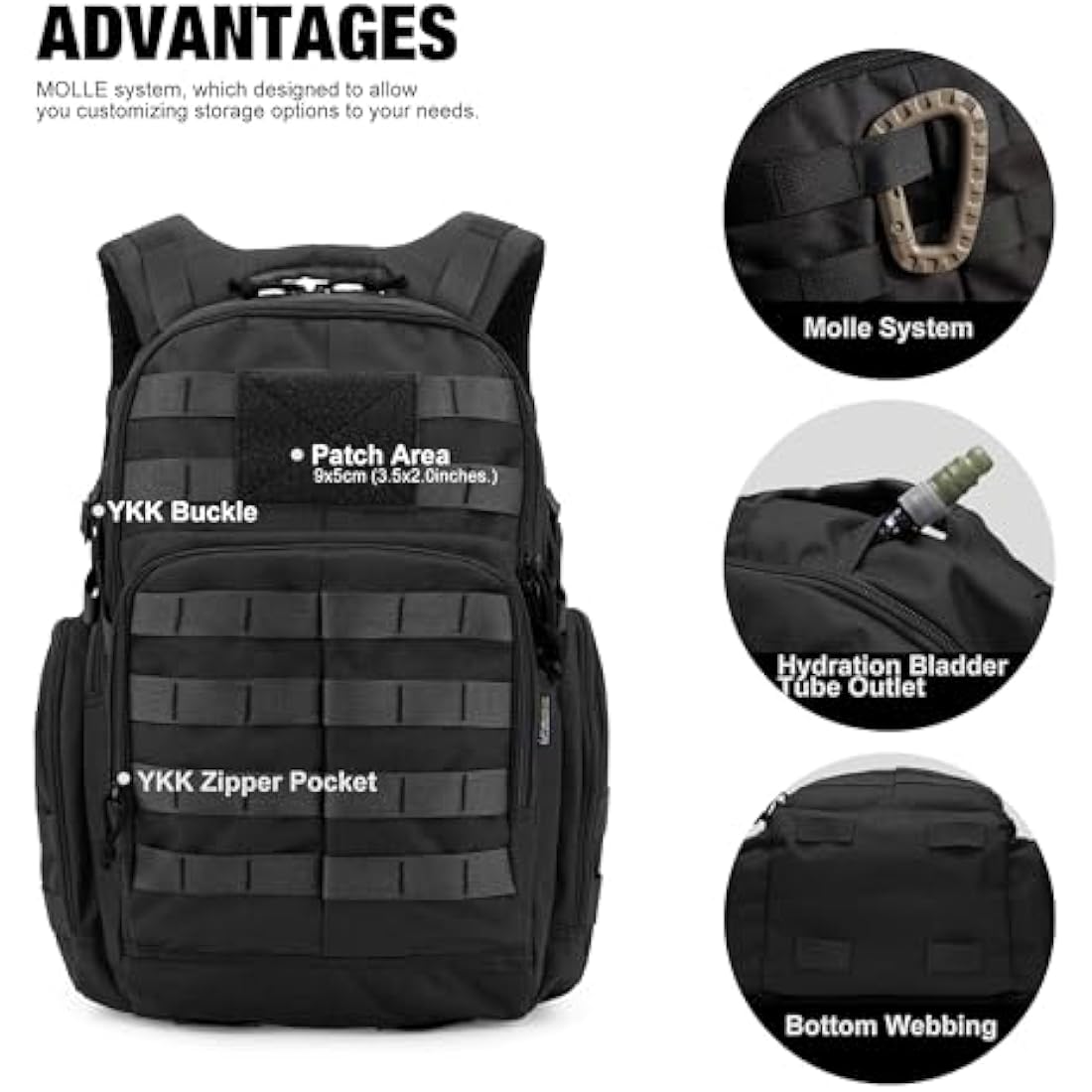 Mardingtop 25L Military Tactical Backpack Practical Rucksack for Men with Molle System Outdoor Hiking Backpack Army Backpack for Hiking, Traveling, Mountaining