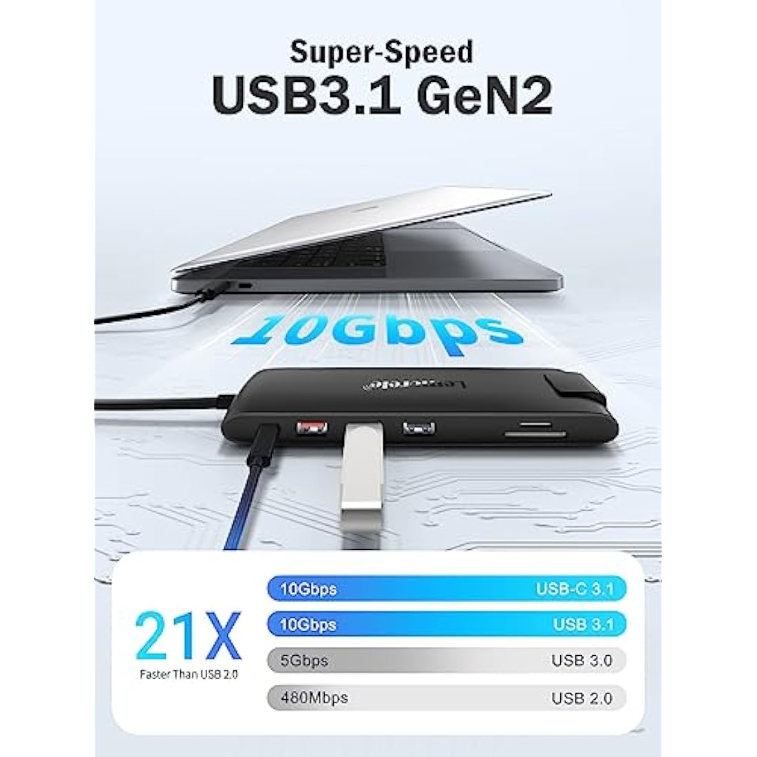 Docking Station USB C/A 10 Gbps 3*Display 13 in 1, 2025 Upgrade Lemorele USB Hub 2 x 4K HDMI, Gigabit Ethernet, 4 x USB 3.0/2.0, VGA, Type-C 3.1, PD 100W, Audio, SD/TF for Windows, MacBook
