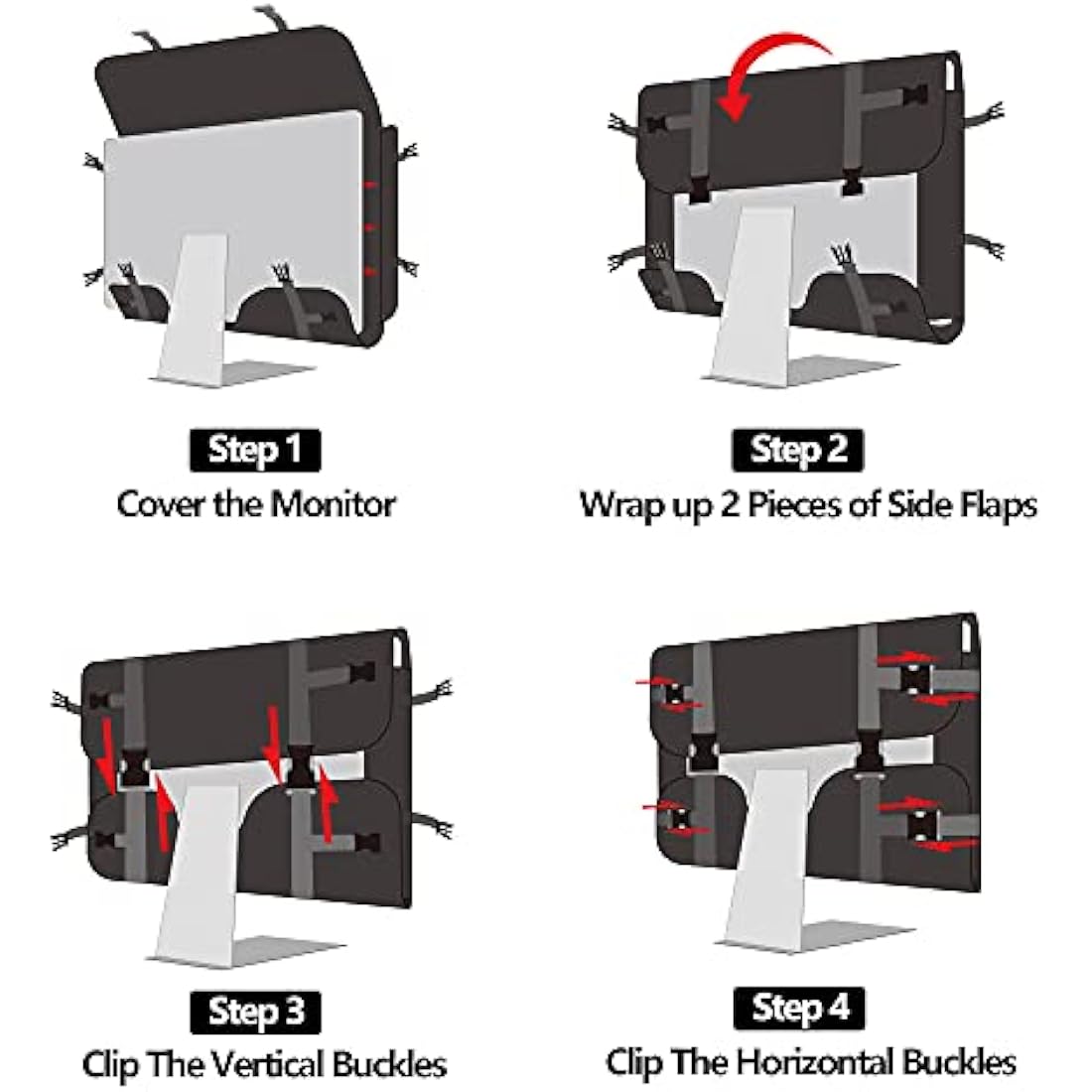 Trunab Monitor Carry Case Compatible with iMac 21.5" Desktop Computer/24’’ iMac /24’’ Monitors, Protective Monitor Dust Cover for iMac Screen and Accessories, Black - Patented Design