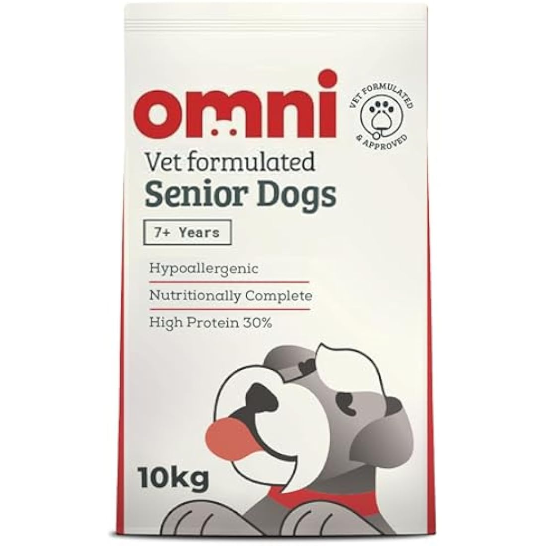 OMNI Hypoallergenic Dog Food for Senior Dogs 10kg - Protein-Rich Dry Kibble, Made in the UK with Natural Ingredients, Backed by Vets, Supported By Science, Dragons’ Den Winners