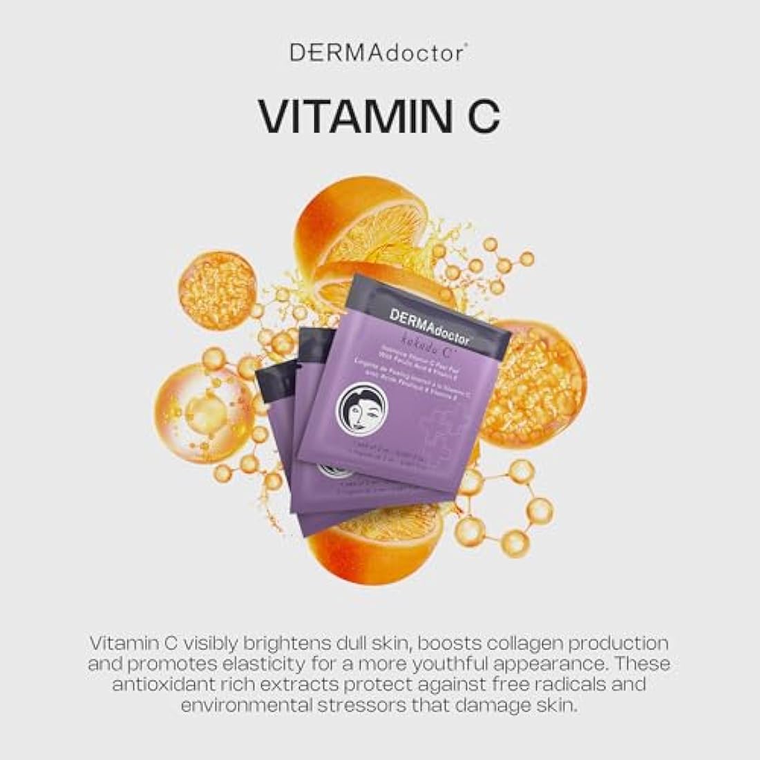 DERMAdoctor Kakadu C Intensive Vitamin C Peel Pads – Exfoliating Treatment with Ferulic Acid & Vitamin E for Brighter, Smoother Skin – 30 Pads