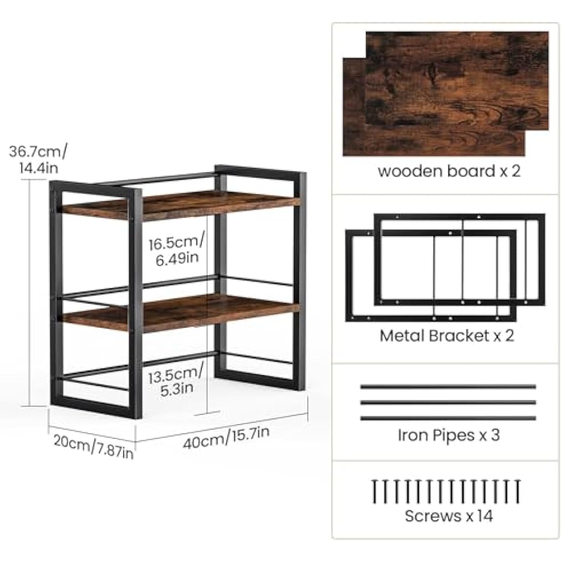 THYGIFTREE Office Desk Shelf Organizer, Wood Desktop Bookshelf Supplies Storage Rack, Shelf for Top of Desk and Dresser (BROWN)
