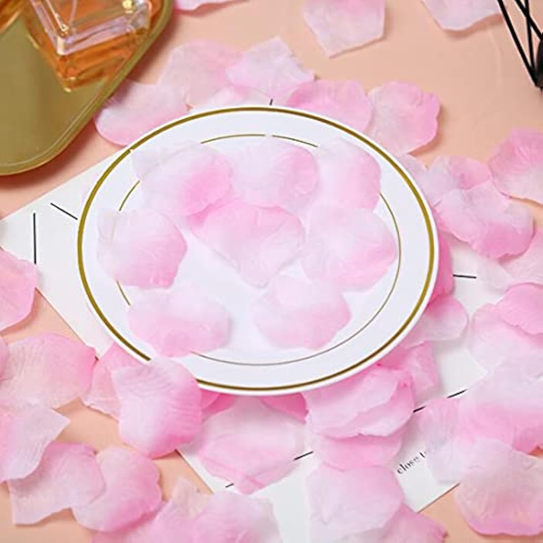 RuiChy 1000pcs Silk Artificial Rose Petals for Wedding Flowers Home Party Romantic Night Anniversary Valentine's Day, Pink White