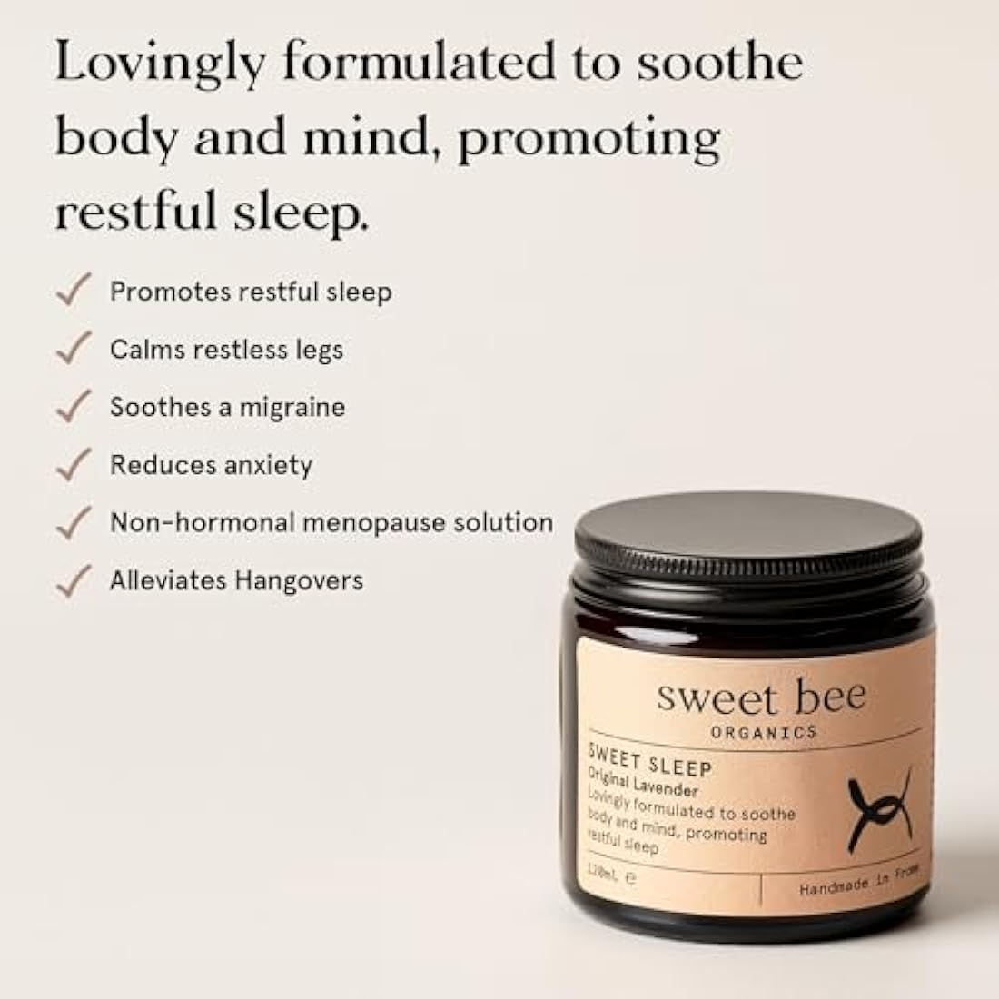 Sweet Bee Magnesium Butter - Soothing Magnesium for Sleep & Relaxation with Shea Butter - Moisturizing Magnesium Balm for Muscle Recovery - Nourishing Magnesium Cream for Sleep - Lavender 120ml