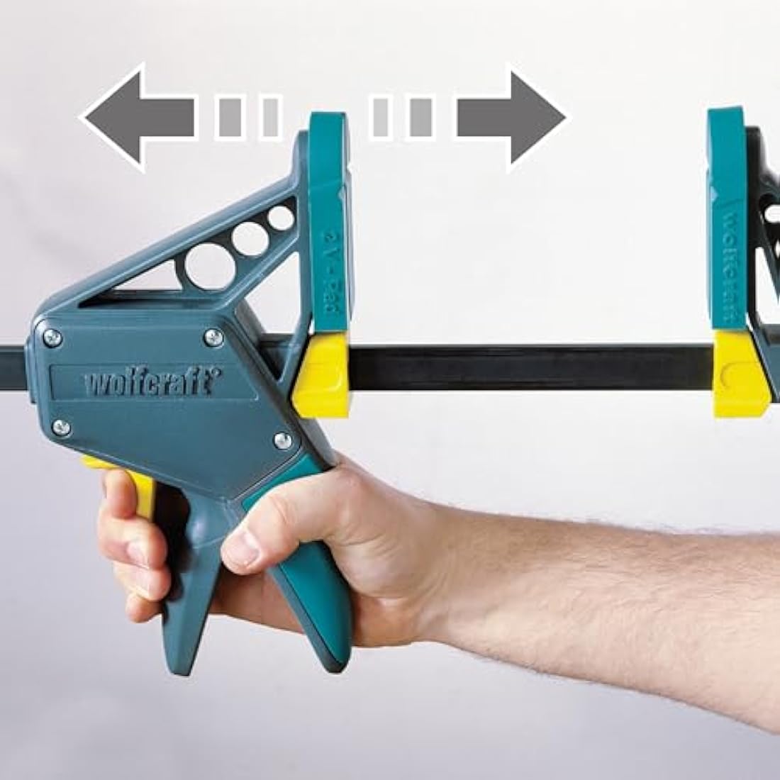 wolfcraft PRO L One-Hand Clamp, 300 mm I 3031000 I For controlled and comfortable working – ideal for woodworking and furniture construction projects