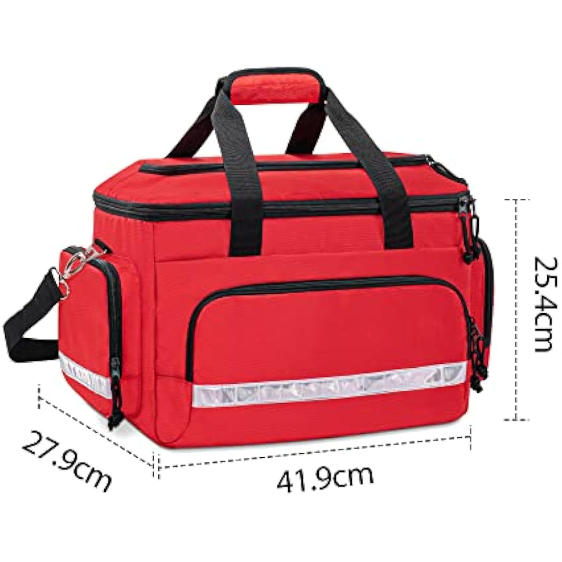 Damero First Responder Bag Empty, Medical Emergency Trauma Bag with Detachable Dividers for EMT, Nurses, Tactical Medics, Home Care, Red