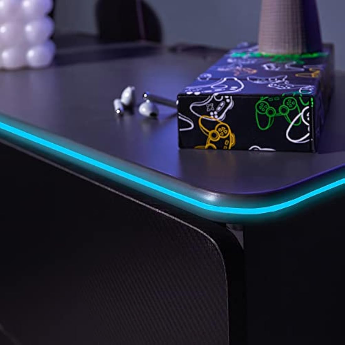 X-Rocker Black Chest of Drawers, 3 Drawer with Integrated Handles and Metal Runners, Customisable RGB LED Lighting Strip for Ambient Lighting, Kids Bedroom Furniture Gaming - GREY/RED