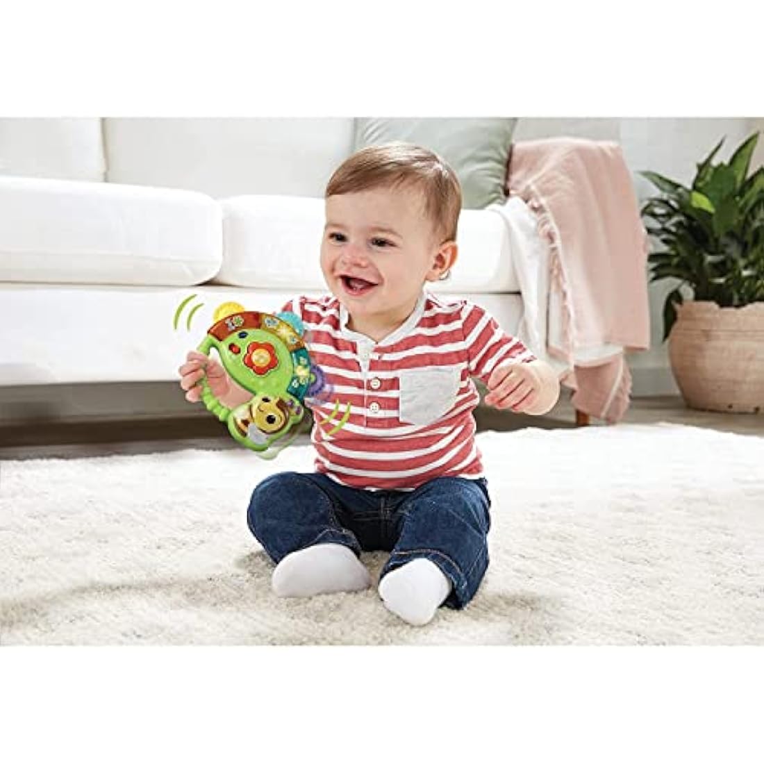 VTech Baby Shaking Sounds Tambourine, Sensory Toy with Lights, Music, Colours, Interactive Gift for Boys & Girls 3, 6, 9, 12, 24 months, English Version