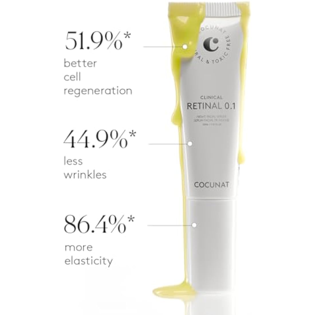 COCUNAT - CLINICAL RETINAL 0.1 - Vitamin A Retinal Serum - Reduces Wrinkles, Spots and Flaccidity - Regenerates and Rejuvenates - For All Skin Types - With Niacinamide and Hyaluronic Acid