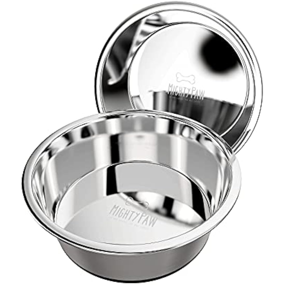 Mighty Paw Stainless Steel Dog Bowls - Durable Material - Won't Rust Or Discolor - Prevents Spills And Messes With Non-Slip Silicone Bottom - Holds Variety Of Dog Wet & Dry Food - Available In 3 Sizes