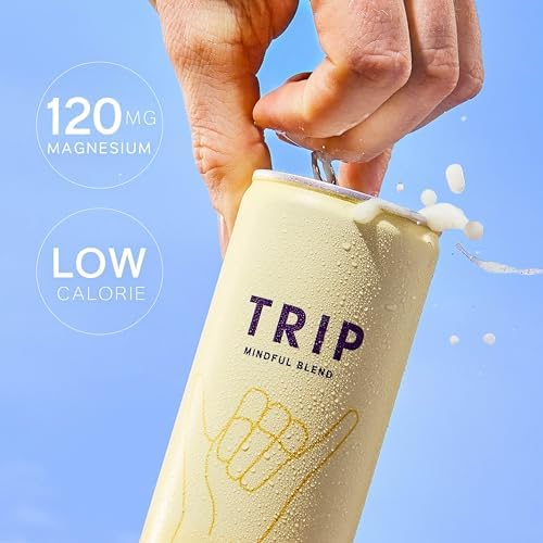 TRIP Mindful Blends - Mixed Pack Sparkling Drink with 1440MG Magnesium + Lion’s Mane + Chamomile + Lemon Balm. Low Calorie and Vegan (Pack of 12 x 250ml)