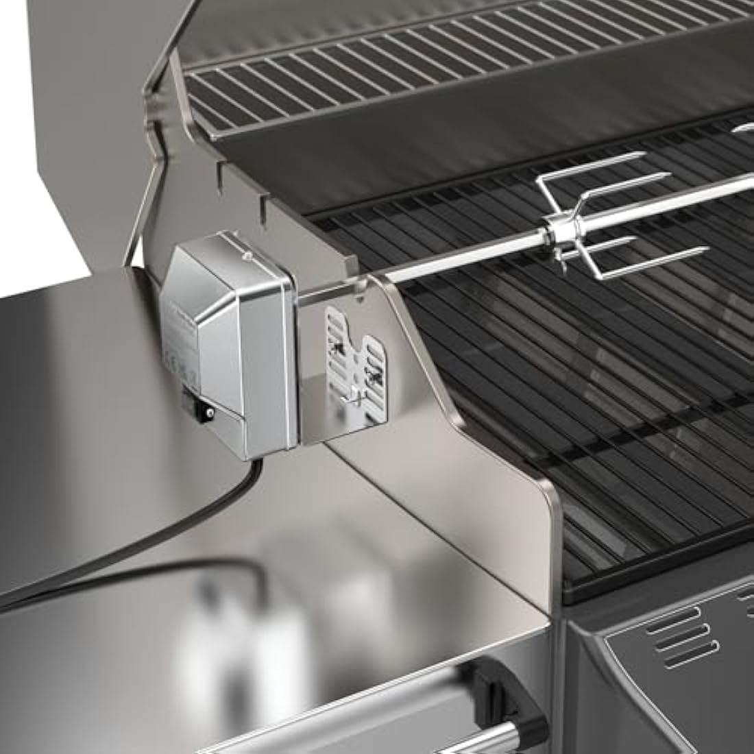 onlyfire BRK-6031 Universal BBQ Rotisserie Kit Chromed Roast Spit Set for Most Gas Barbecue Grills, with Stainless Steel Electric Motor (90cm long)