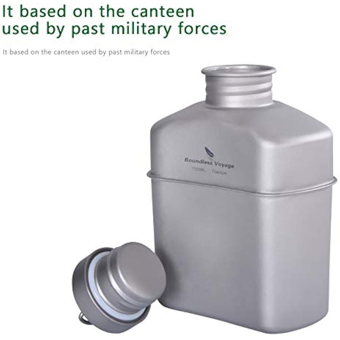 Boundless Voyage Titanium Military Canteen with Carry Bag Outdoor Camping Big Capacity Water Bottle Cup Pot Mess Kit 1100ml Ti15158A