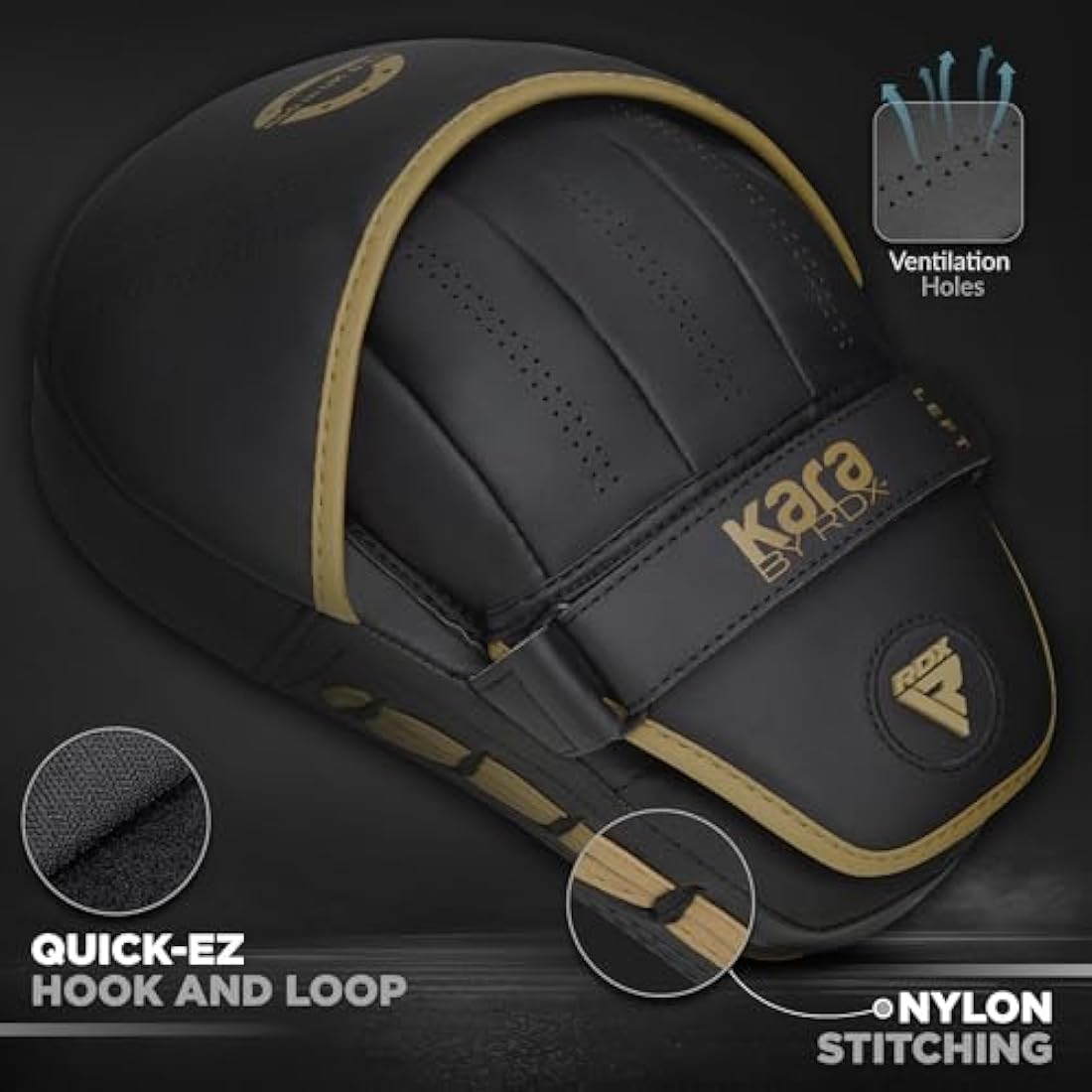 RDX Boxing Pads Curved Focus Mitts, Maya Hide Leather KARA Hook and jab Training Pads, Adjustable Strap Ventilated, MMA Muay Thai Kickboxing Coaching Martial Arts Punching Hand Target Strike Shield