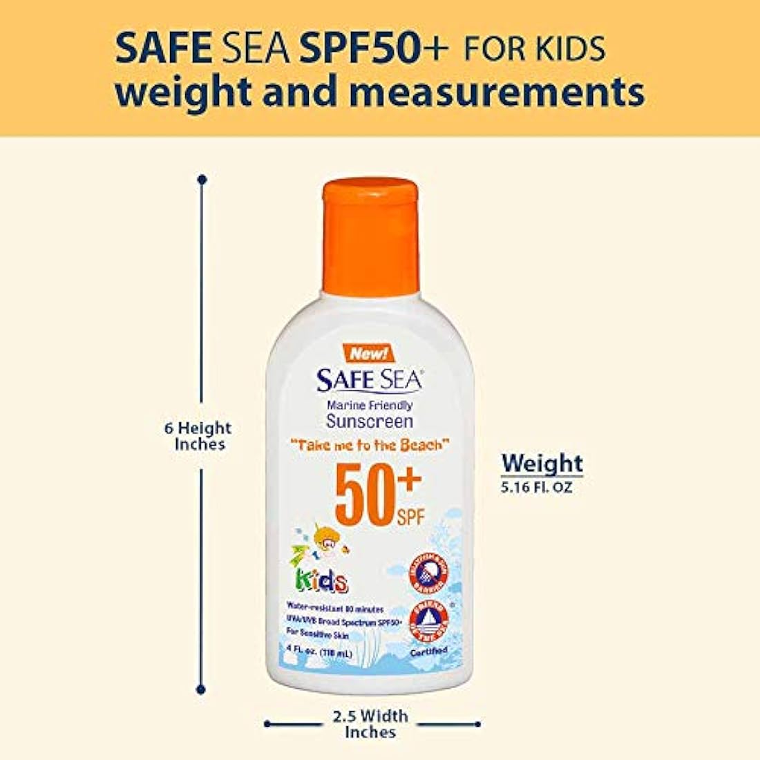 Safe Sea Anti-jellyfish Sting Protective Lotion for Kids - SPF50+ - Jellyfish & Sea Lice Prevention Sunscreen (Kids2pack)