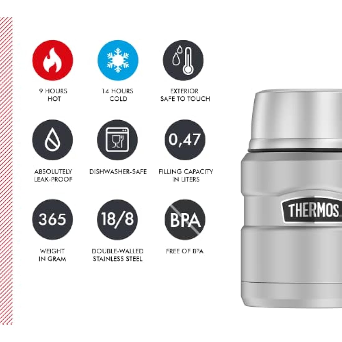 Stainless King Food Jar 0,47l Matte Stainless Steel