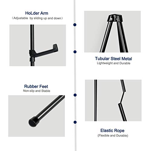 Mutualsign Art Easel, Folding Tripod Easel, Portable Floor Stand Easel, Lightweight Metal Adjustable Display Easel, Collapsible Easel for Trade