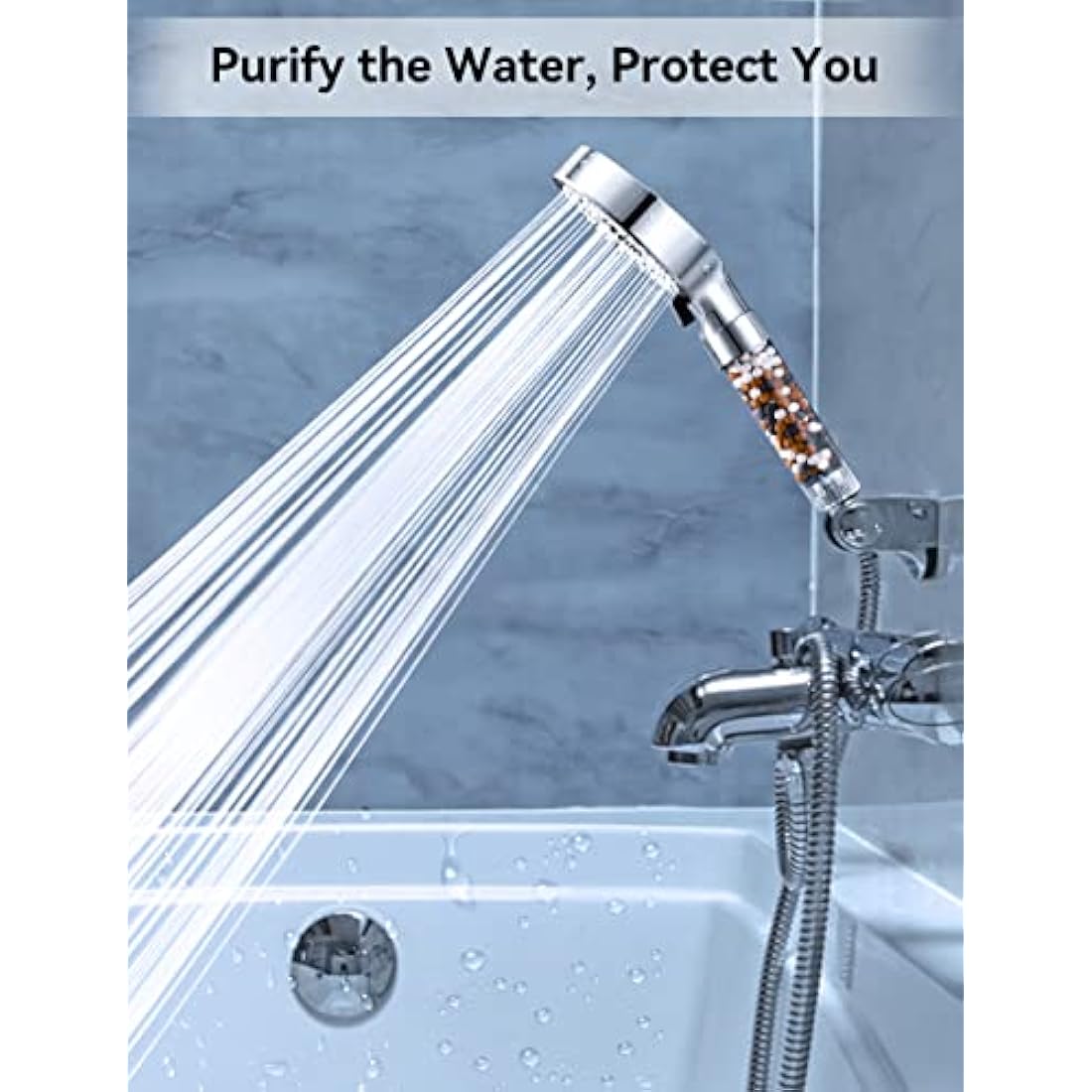 Magichome Shower Head and Hose 2M, High Pressure Filter Shower Head 5 Modes, Universal Hard Water Softener Showerhead with Extra Replaceable Accessories