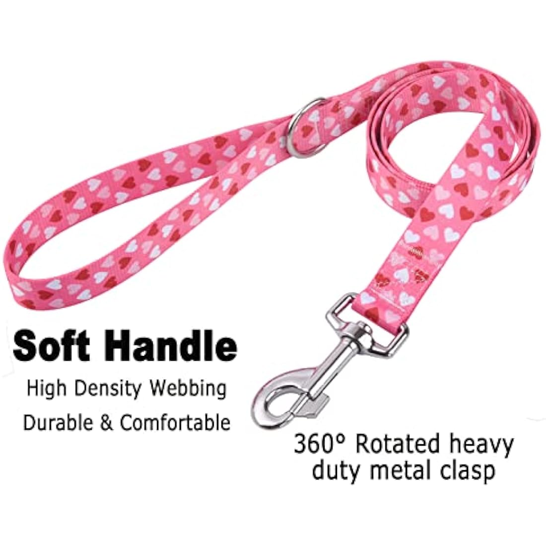 Mihqy Valentine's Day Dog Collar and Lead Set - Adjustable Heart Dog Collar - Love Theme - Perfect for Small Medium Large Dogs(Pink Heart Set,M)