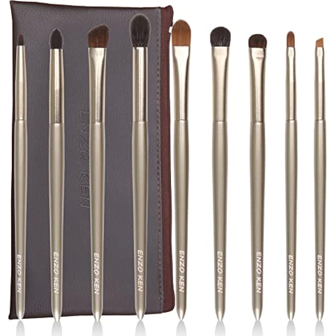 Luxury ENZO KEN Goat Hair Eye Shadow Brush Set: Nose Contour Brushes, Angled Eyeshadow Brush, Professional Makeup Brush Set - Gold, E200