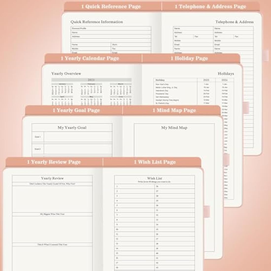Planner, Undated Daily Planner with To Do List, 365 Days Planner for ADHD, Agenda for Women Men, Hourly Planner Notebook for Goal Setting, Productivity Organizer with Calendar, 8.3" x 5.8" (Pink)