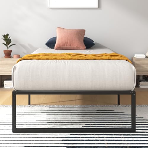 Zinus Lorelai Single Bed frame - Bed 90x190 cm - 36 cm Height with Underbed storage - Metal Platform Bed frame with Steel slat support - Black