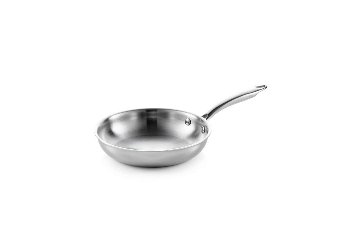 SEIDO Stainless Steel Frying Pan Induction Uncoated Non-Toxic Triply Cookware 20cm PFOA PFAS Free Dishwasher & Oven Safe 260C, New ThermoCore 5ply