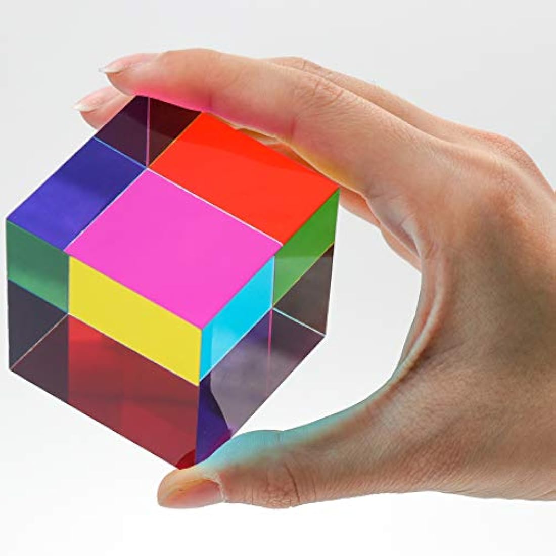 ZhuoChiMall CMY Mixing Colour Cube, 50mm (2 inch) Acrylic Cube Prism, CMYcube for Home or Office décor, STEM/STEAM Desktop Toys, Science Learning Educational Gift for Kids