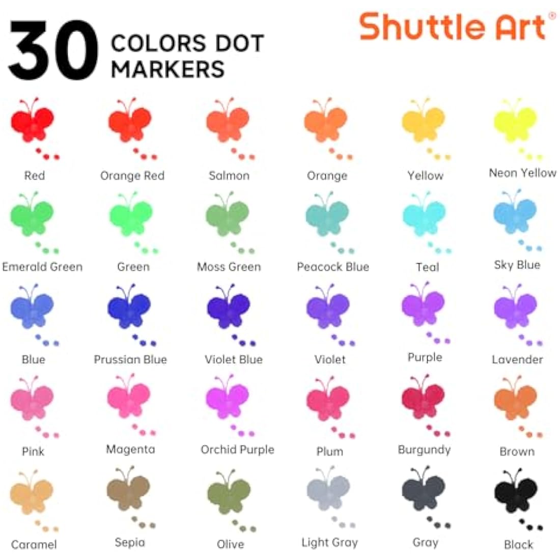 Shuttle Art Bingo Dabbers, 30 Colours Bingo Pens with Activity Book, Washable Dot Markers for Kids Toddlers, Non-Toxic Water Based Markers for Children Preschool Learning