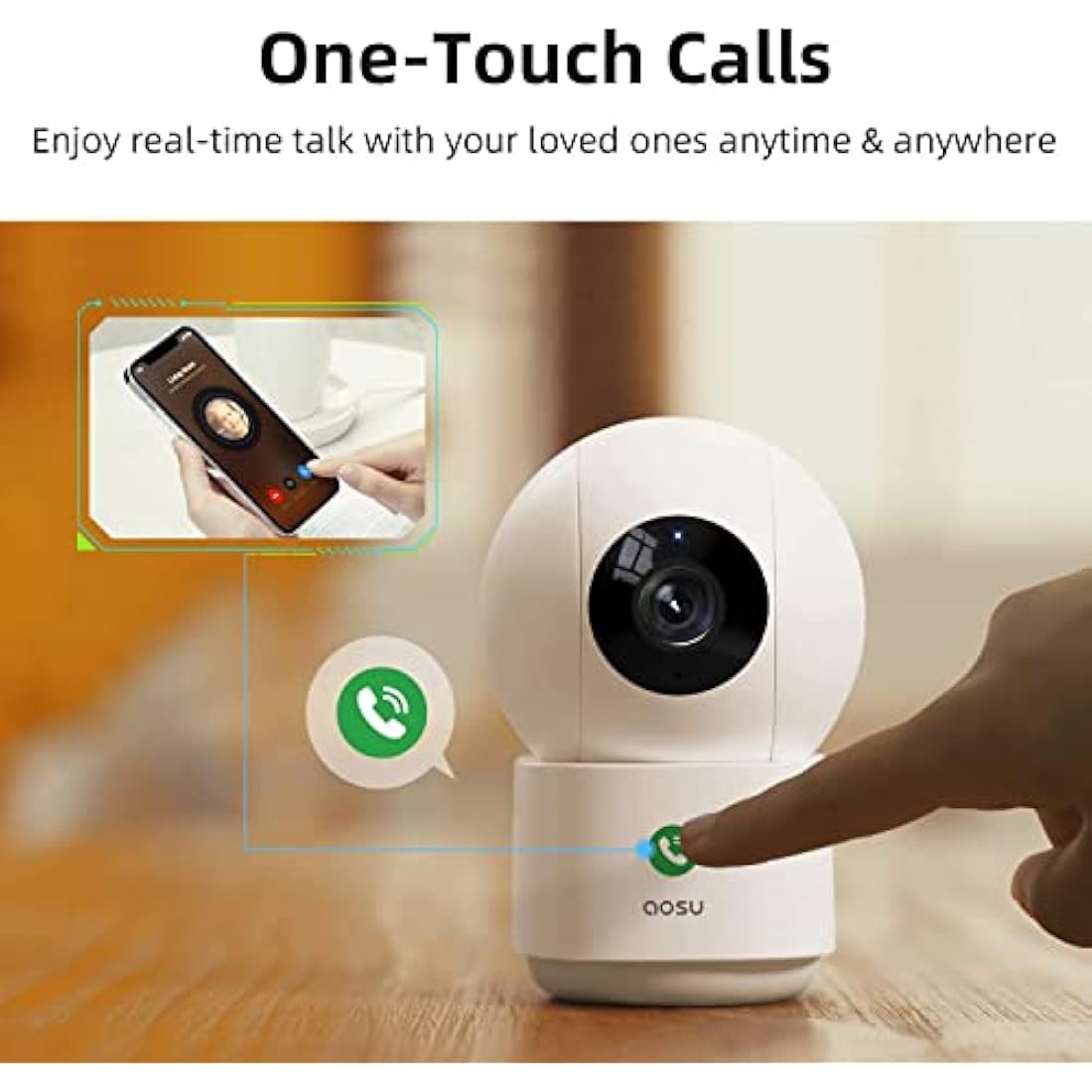 AOSU 2.5K Indoor Camera Wired 5GHz WiFi - Dog Cat Kids & Elderly Monitoring, Plug-In, 24/7 Recording, 360 Pan-Tilt, Two-Way Audio, Alexa Compatible, Dual Band WiFi, Long Range IP Cam