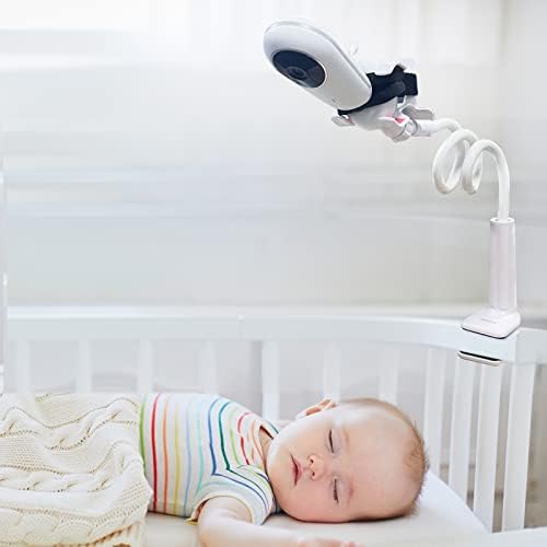 TakTark Baby Monitor Holder,Universal Baby Camera Stand Secure with Straps & Clamp to Furniture, No Drilling Required Flexible Baby Camera Mount, Compatible with Most Baby Monitors Camera