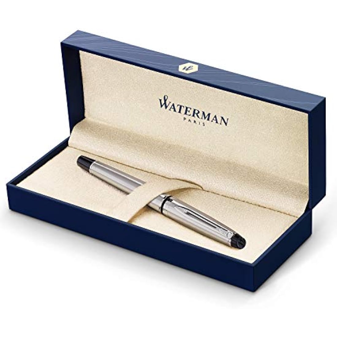 Waterman Expert Fountain Pen | Stainless Steel with Chrome Trim | Medium Nib | Gift Box