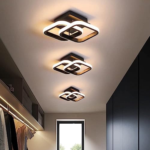 EIDISUNY Dimmable LED Ceiling Light Modern Square LED Ceiling Lamp with Remote Control, 3 Colour Temperature Adjustments, Ceiling Lighting Fixture for Kitchen Bedrooms Hallway Office - 22W Black.