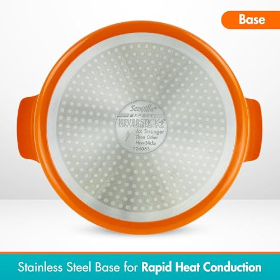 Scoville EXPERT Neverstick+ 26cm Round Casserole Pot with Lid, 6.5L, Deep Non Stick Casserole Pot for Hob and Oven, Lightweight Thick Gauge Aluminium, Dishwasher Safe, PFOA Free, Orange