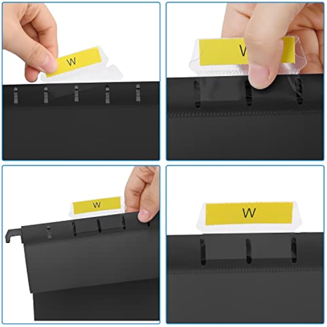Suspension Files, MerryNine 15PCS Polypropylene Filing Cabinet Suspension Files with Tabs and Card Inserts for School Home Work Office Organization **Check Size Before Ordering**(Black, A4)