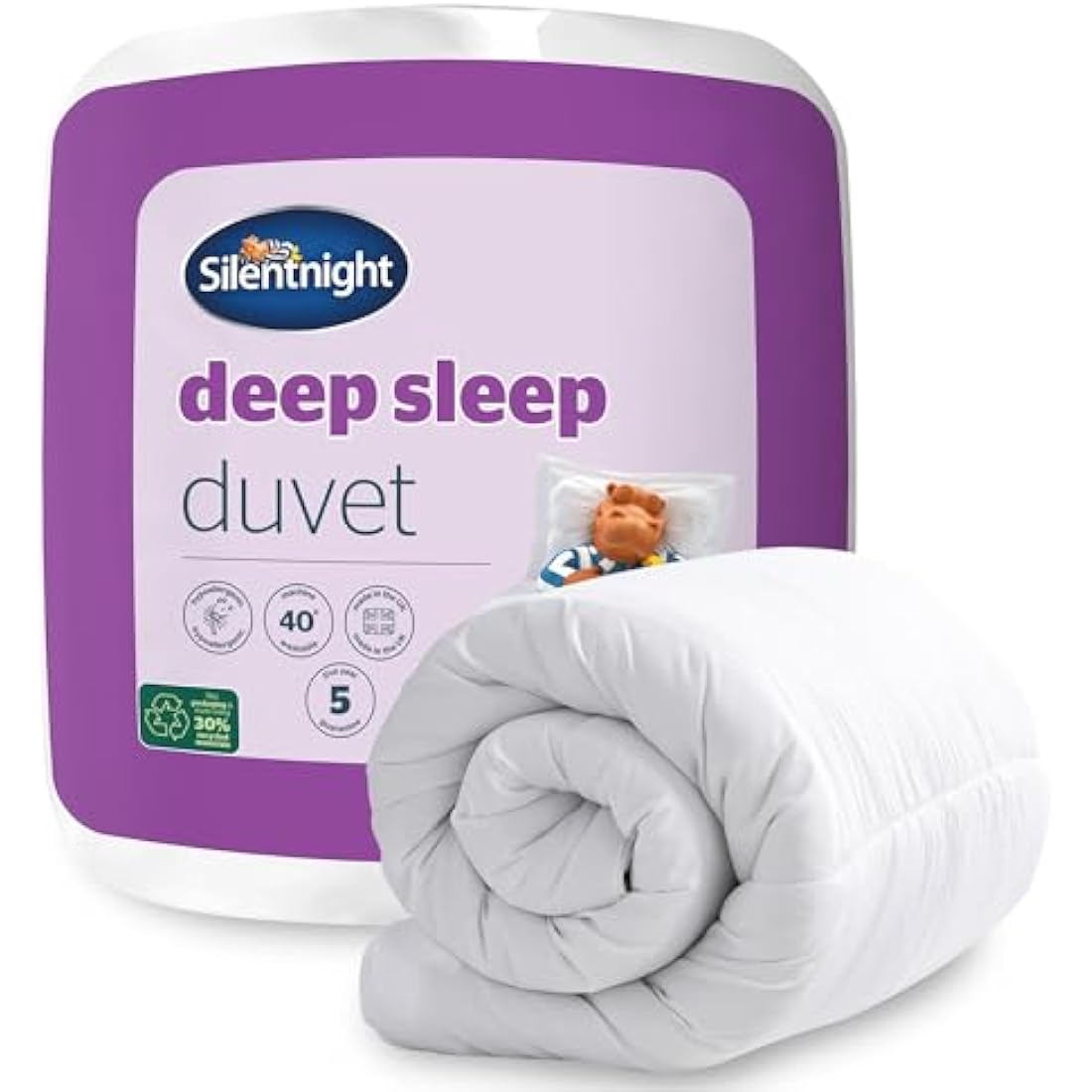 Silentnight Deep Sleep Duvet 10.5 Tog - All Year Round Soft Fluffy Comfortable Duvet - Hypoallergenic Machine Washable - Single, White, 444729GE