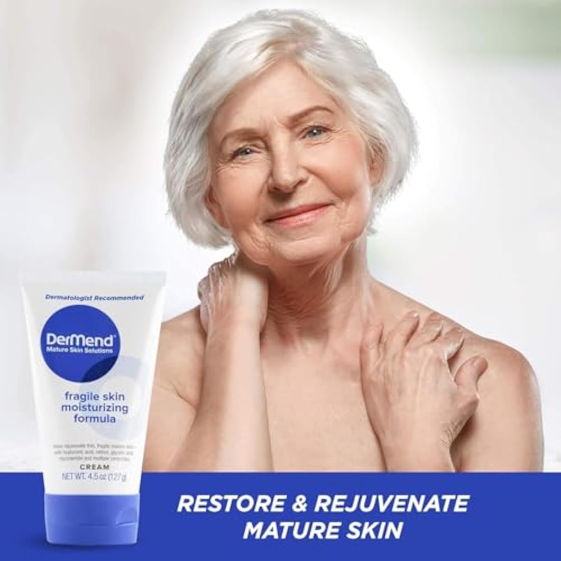 Dermend Specialized Fragile Skin Moisturizing Cream: Formula to Restore & Rejuvenate Mature Skin - 4.5 Oz Tube