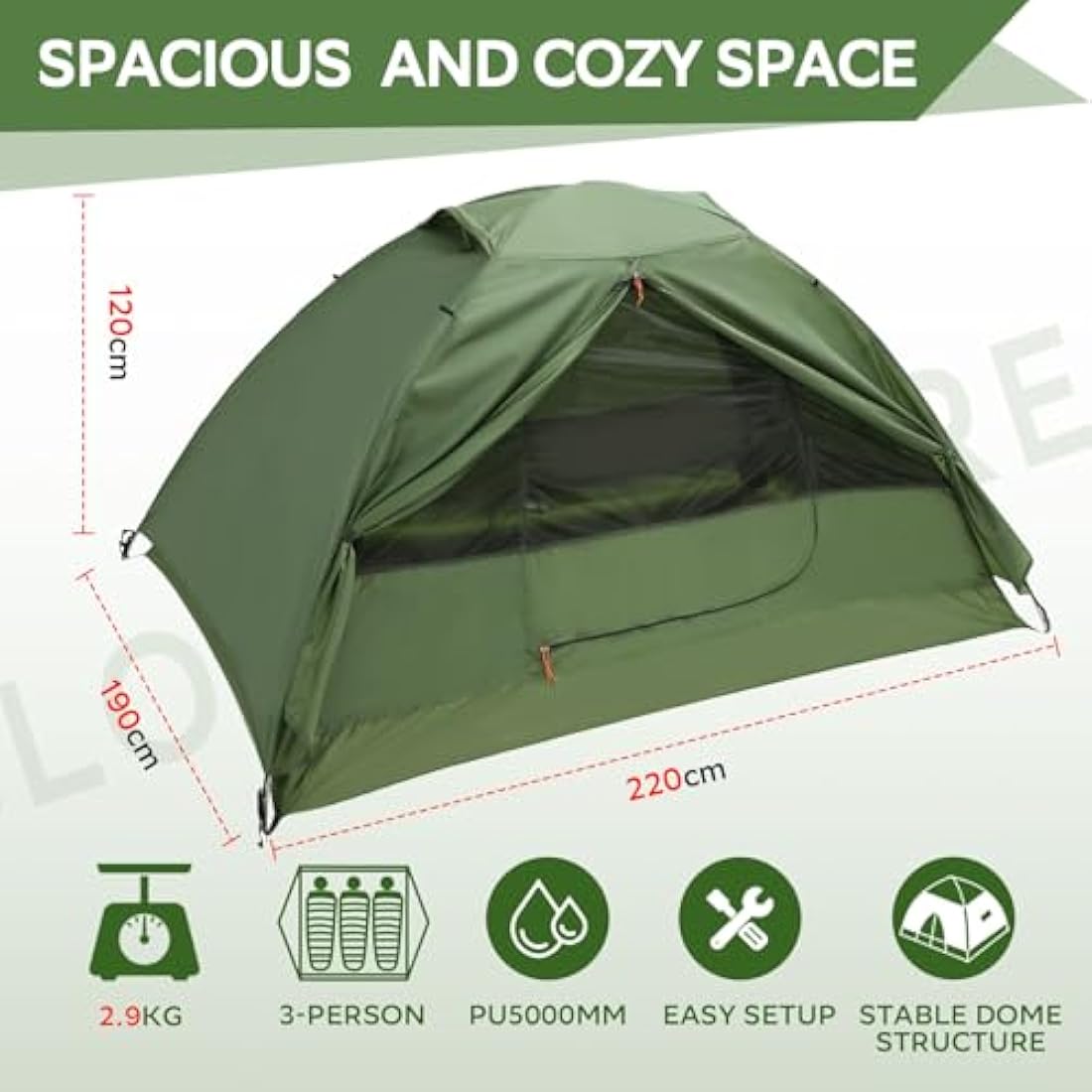 Clostnature Crux Lightweight Camping Tent - 1/2/3/4 Man Tent, Waterproof & Windproof 3 Season Tent, Double Layer, Compact Easy Setup Design for Hiking, Backpacking, Festivals, Family Camping, Outdoor