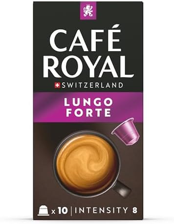 Café Royal, Lungo Forte, 100 Nespresso (R) compatible capsules, 80 percent recycled Aluminium, Rainforest Alliance certified, intensity 8