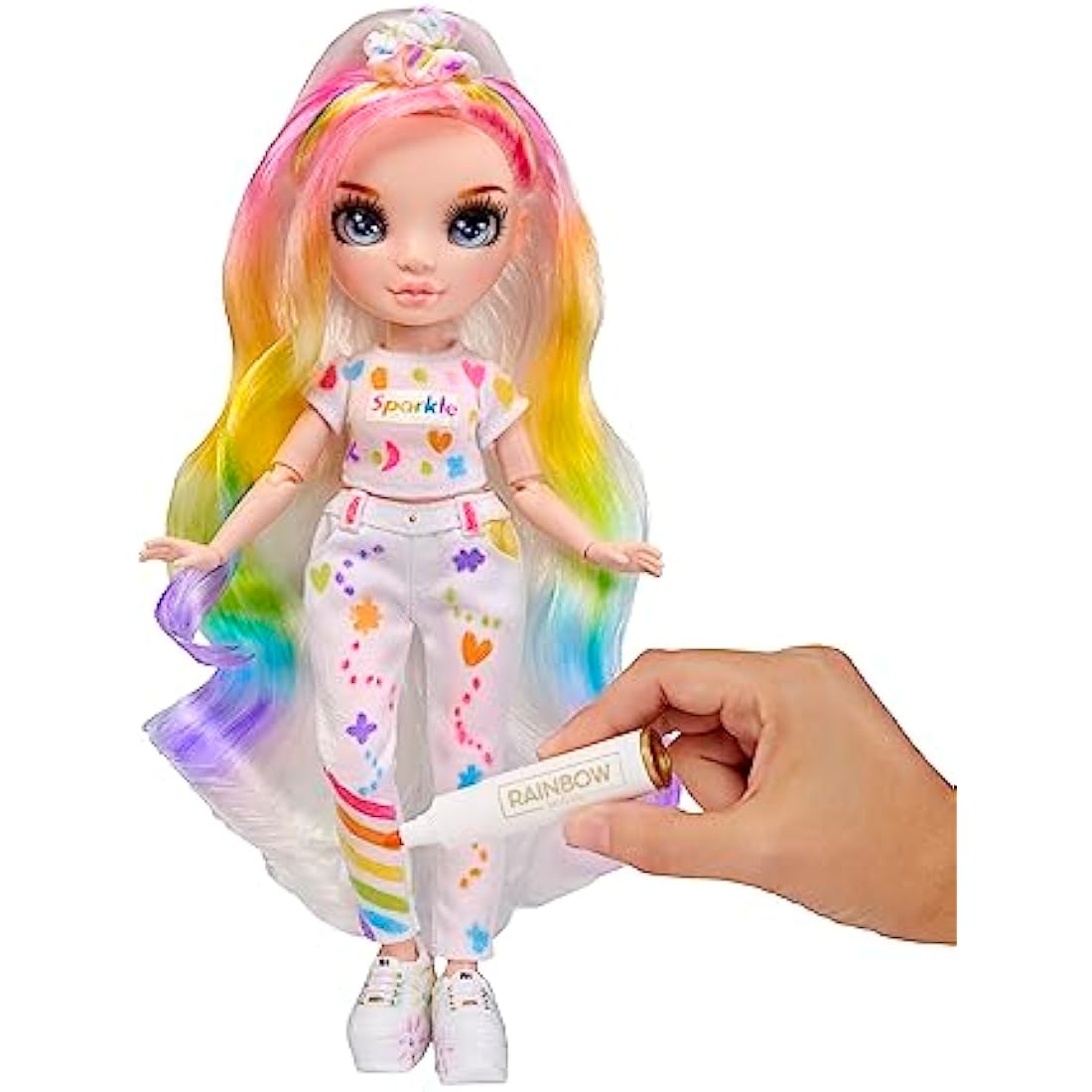Rainbow High Colour & Create Fashion DIY Doll - Blue Eyes, Straight Hair, Bonus Top & Shoes, and Washable Rainbow Markers - Colour, Create, Play, Rinse, Repeat - For Kids 4-12 Years Old & Collectors