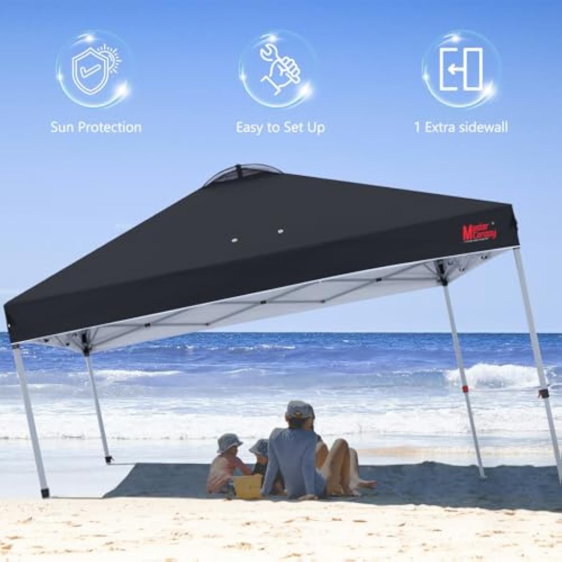 MASTERCANOPY Durable Ez Pop-up Gazebo Tent with 1 Sidewall (3x3M,Black)