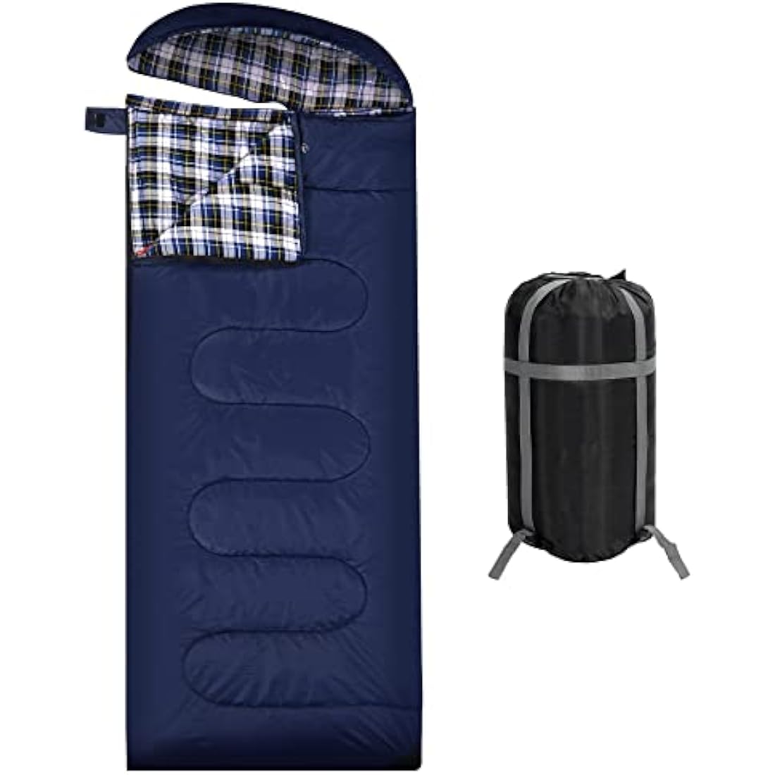 REDCAMP Cotton Sleeping Bag for Adult with Removable Pillow, Wide Sleeping Bag with Hood for 3-4 Season Winter Cold Weather Camping Fishing