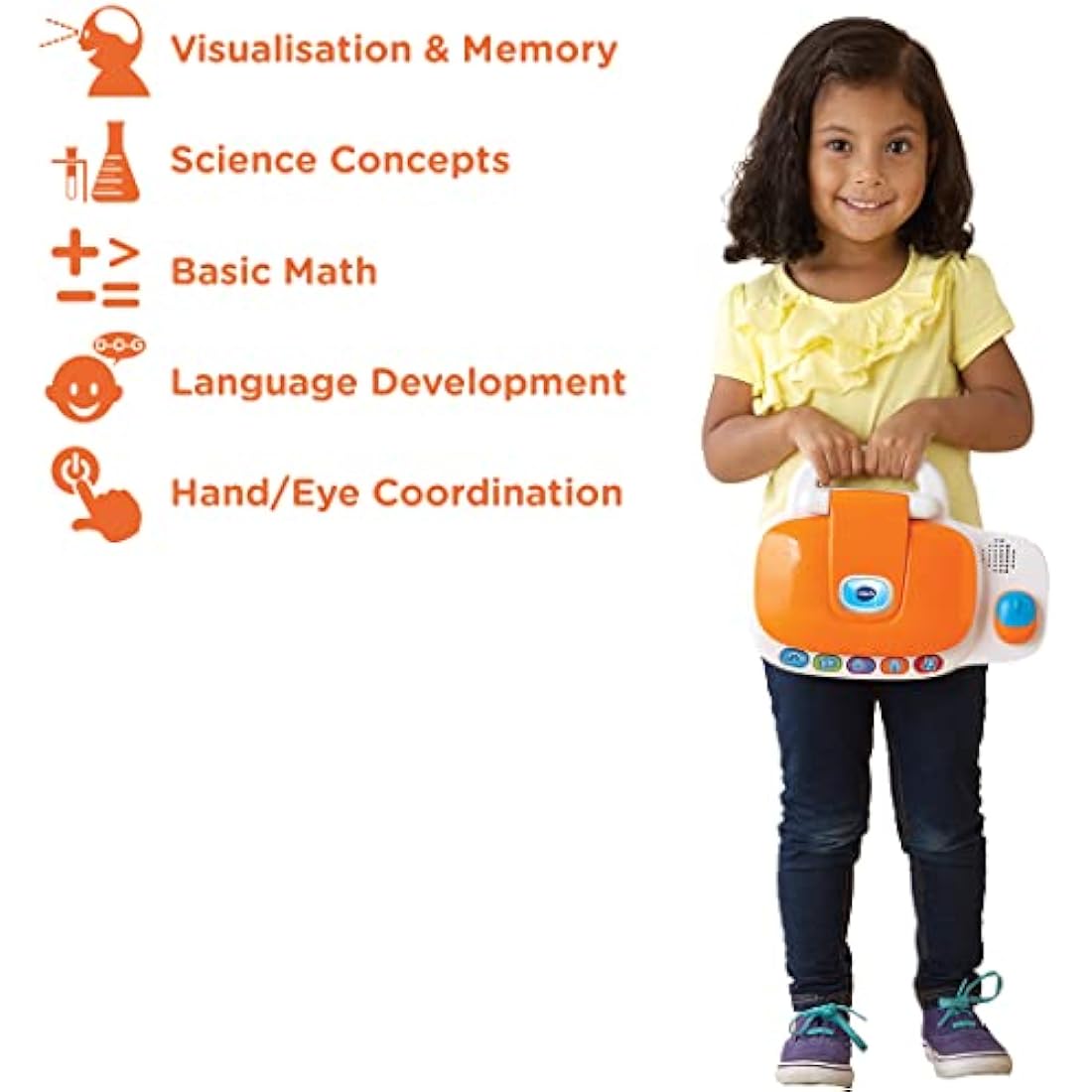 VTech 155403 Pre School Laptop Interactive Educational Kids Computer Toy with 30 Activities Suitable for Children 3, 4, 5+ Year Olds Boys & Girls, White/Orange
