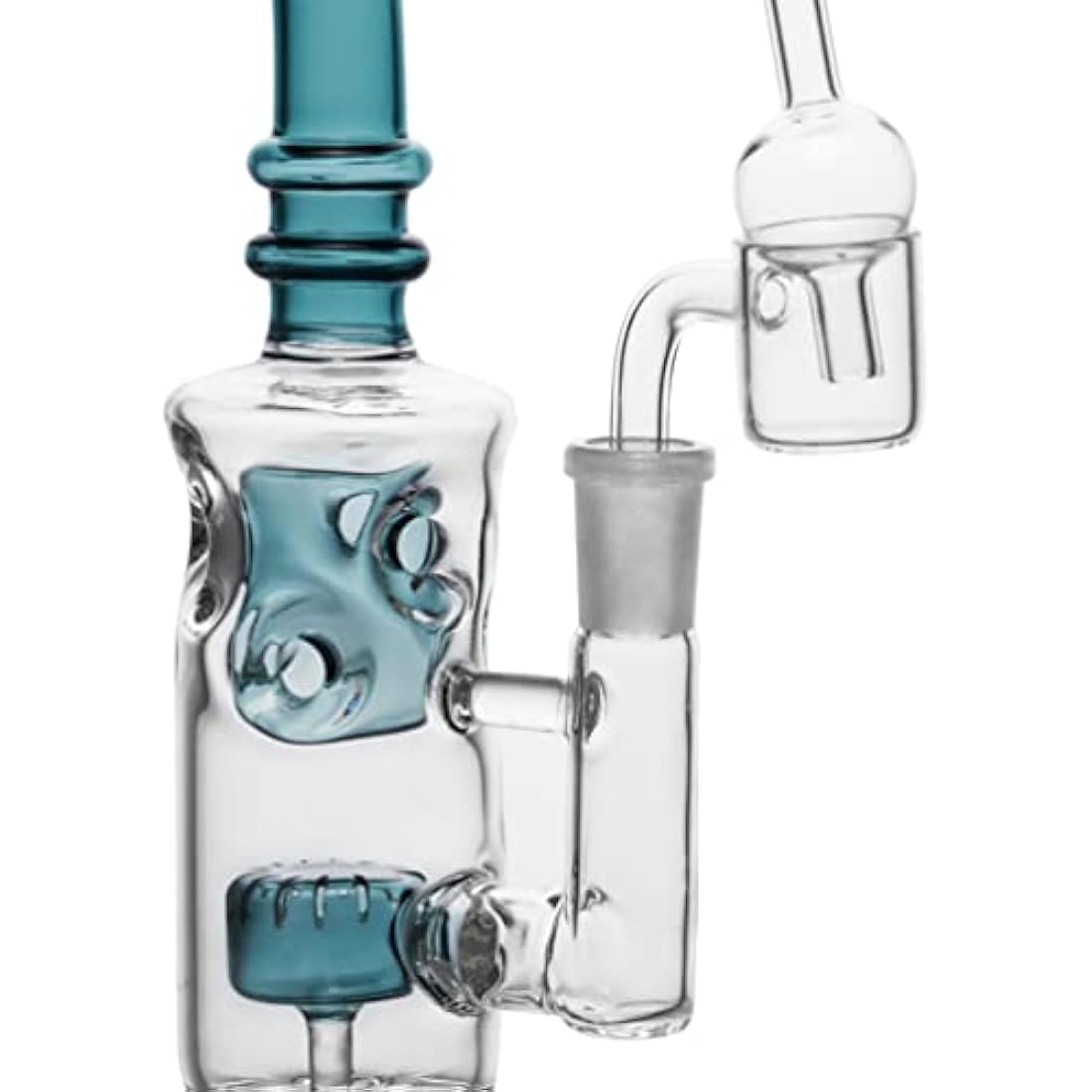 Glass Honeycomb Bong Handmade Water Pipe Perc Wax 14.4mm Bongs with Quartz Banger Cap Bowl for Bongs (Bong with quartz banger and bowl)