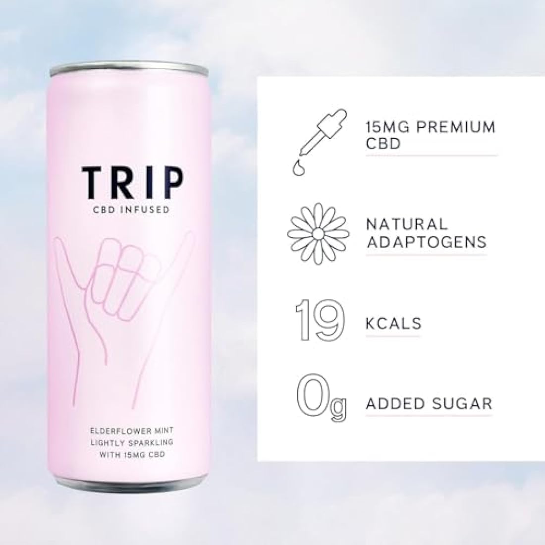 TRIP CBD Drink, Sparkling Mixed Pack Fizzy Drink, Low Calorie, Vegan (Pack of 24 x 250ml)