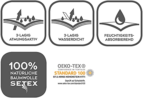 SETEX Waterproof Molleton Mattress Protector 100 x 200 cm, 100% Cotton Mattress Protector, Generation, White
