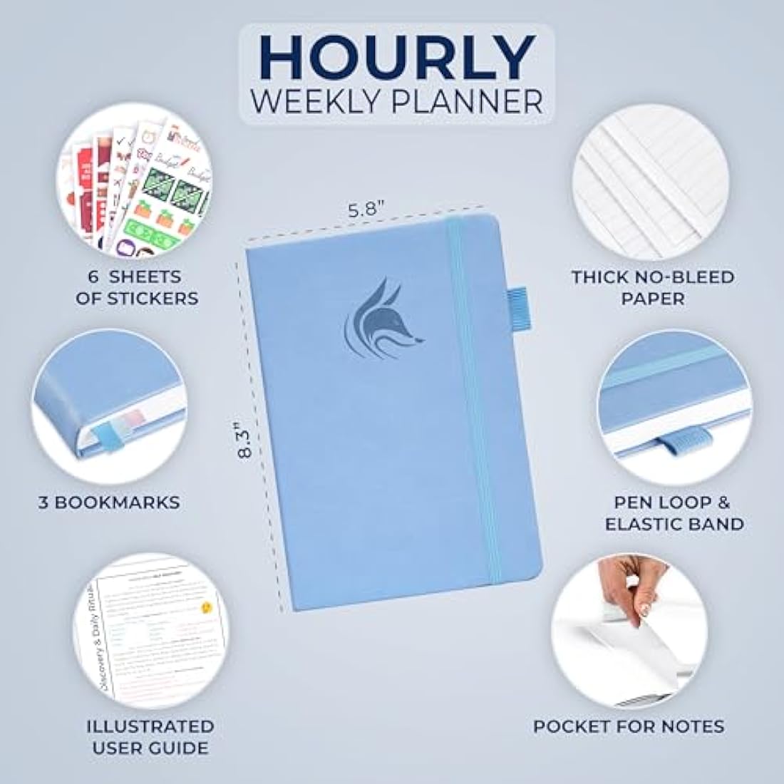 Clever Fox Planner Schedule – Undated Weekly & Monthly Life Planner with Time Slots, Appointment Book & Daily Organizer, A5 (Periwinkle)