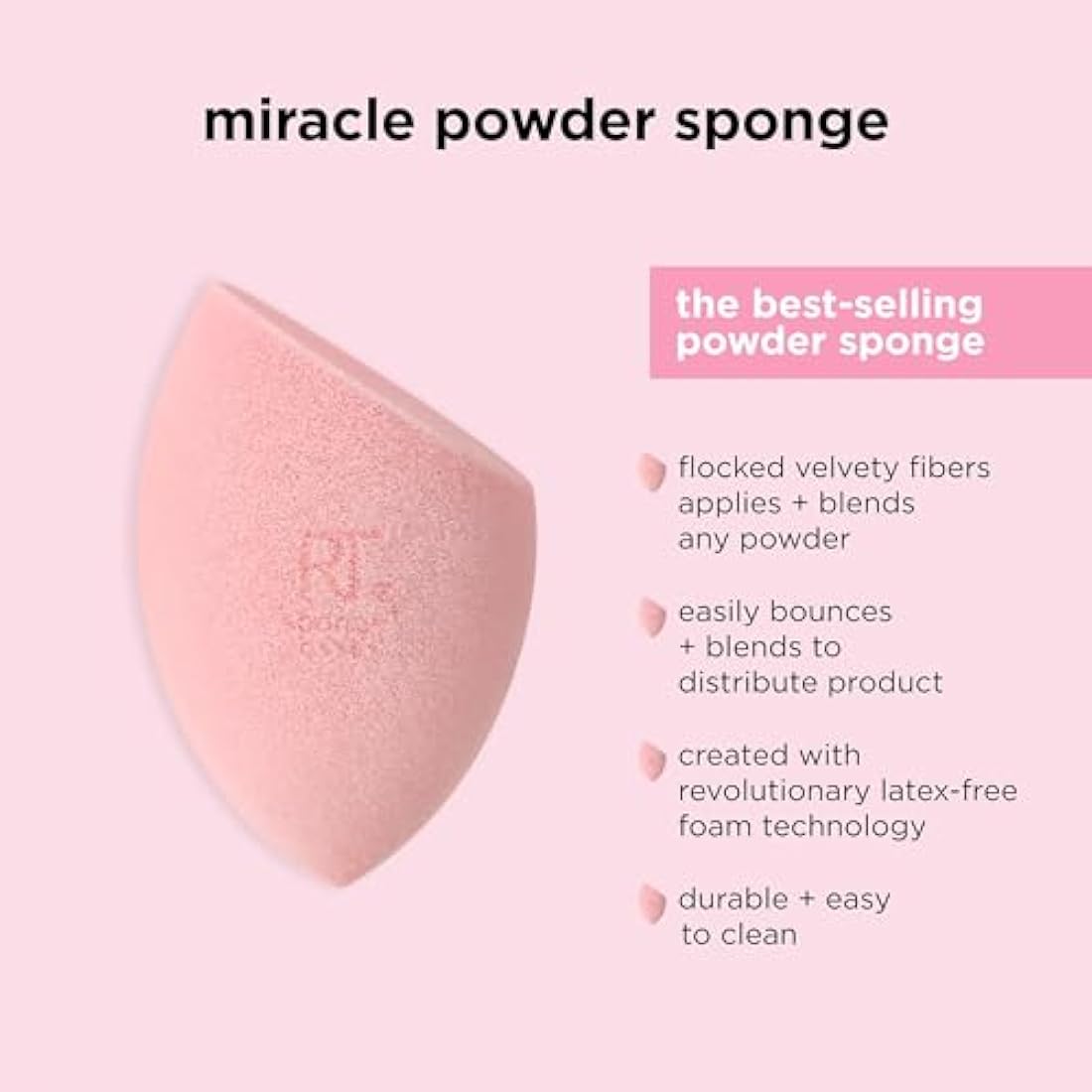 REAL TECHNIQUES New Foam Technology 2 Pack Miracle Powder Sponge for Even Powder Application,1994M
